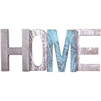 Letras de madera decorativas &quot-HOME&quot- - Letras de madera grandes para decoración de paredes en azul rústico- blanco y gris…
